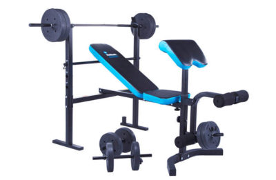 Men's Health Folding Workout Bench with 35kg Weights Men's Health Folding Workout Bench with 35kg Weights